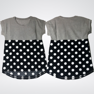 Extend Sleeve Girl Top With Pokka Dot